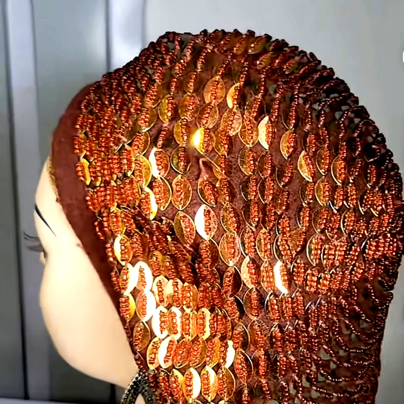 Sequin Beret - Brown